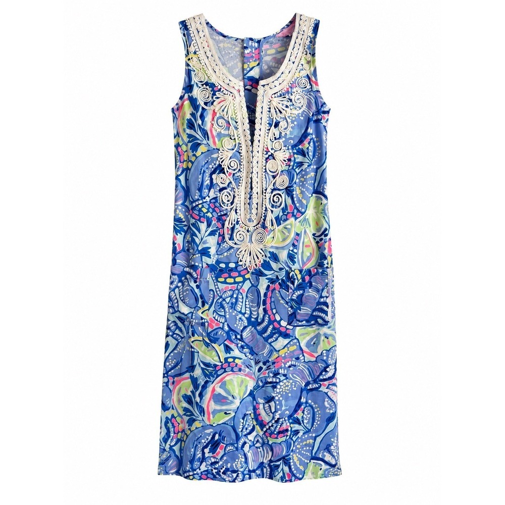 NWT Lilly Pulitzer Blue Peri Carlotta Stretch Shift Dress Size 6 MSRP $228